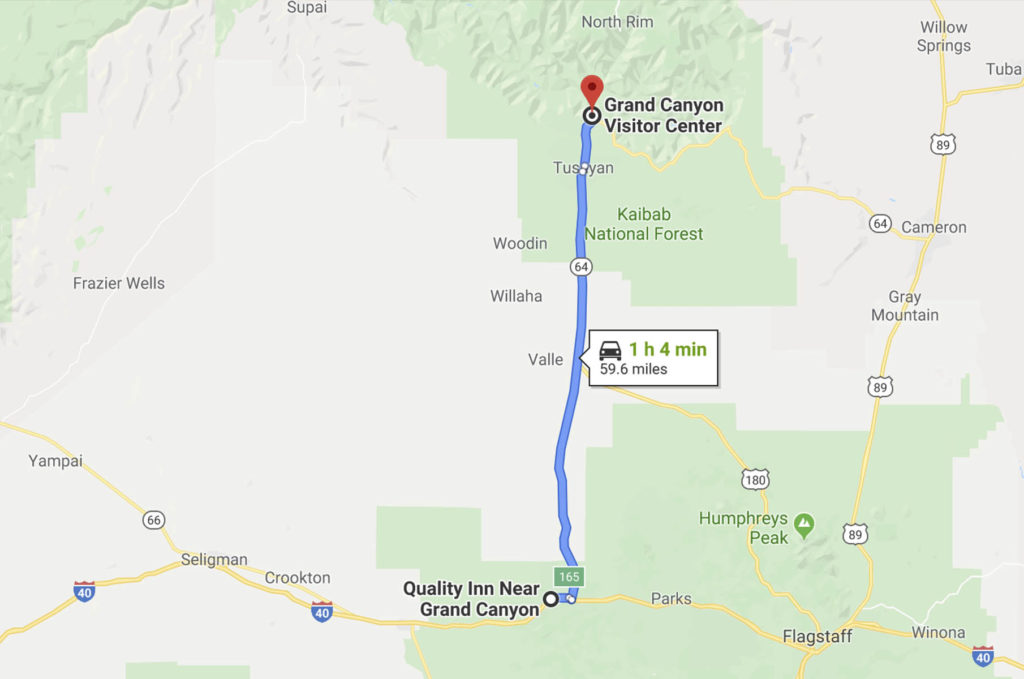 Distance from Grand Canyon to Williams